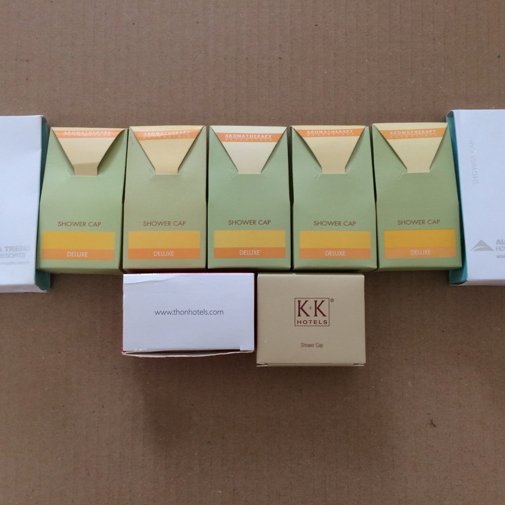 - 9 clear shower caps hygienically individually boxed